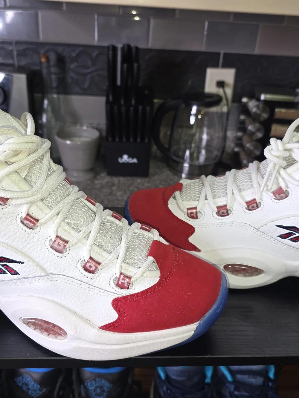 Reebok Question Mid Sneakers - White & Red Accents